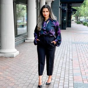 Express Satin Balloon Sleeve Faux Wrap Bodysuit